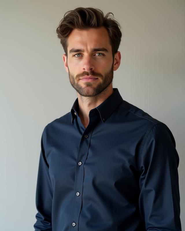 Men modern button-down shirt made of organic hemp